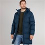 Trespass Herren Belvoir lange gesteppte Kapuzen wasserdichte Jacke Navy