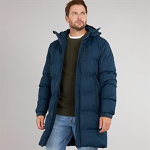 Trespass Mens Belvoir Long Padded Hooded Waterproof Jacket Navy