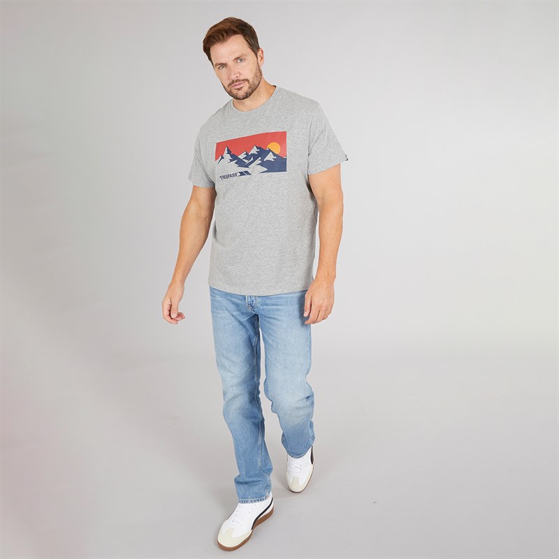Trespass Mens Olsson Front Logo T-Shirt Grey
