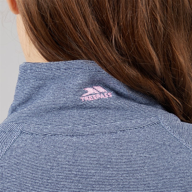 Trespass Junior Mädchen Meadows Half Zip Fleece Marineblau / Pink Logo