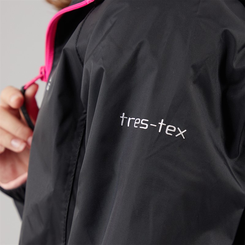 Trespass Girls Qikpac Waterproof Jacket Black/Pink