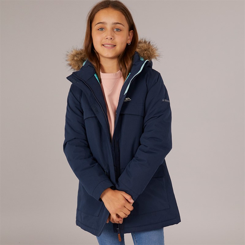 Trespass Junior Girls Larission Insulated Waterproof Parka Navy - Size 5/6Y