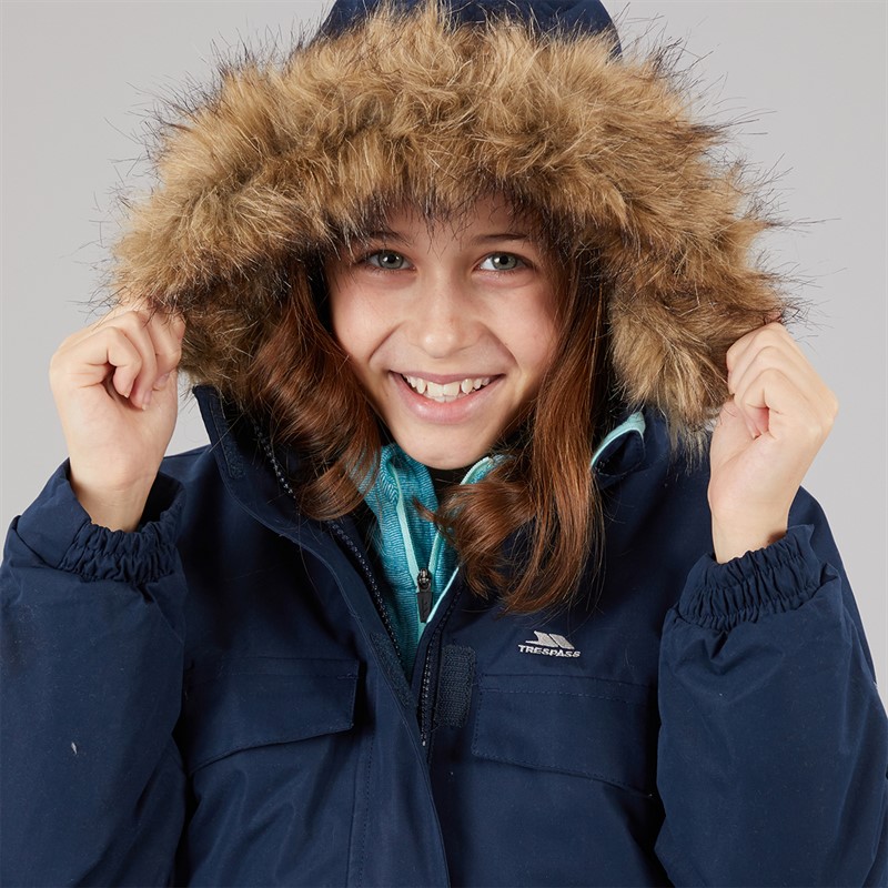 Trespass Junior Mädchen Larission Isolierte Wasserdichte Parka Marineblau