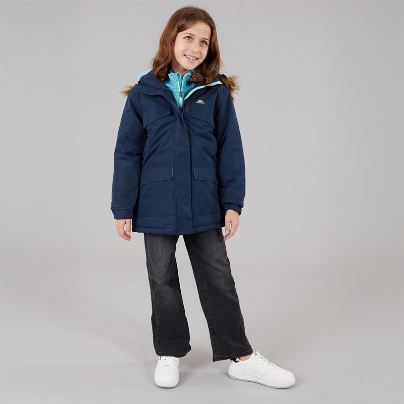 Trespass Junior Mädchen Larission Isolierte Wasserdichte Parka Marineblau