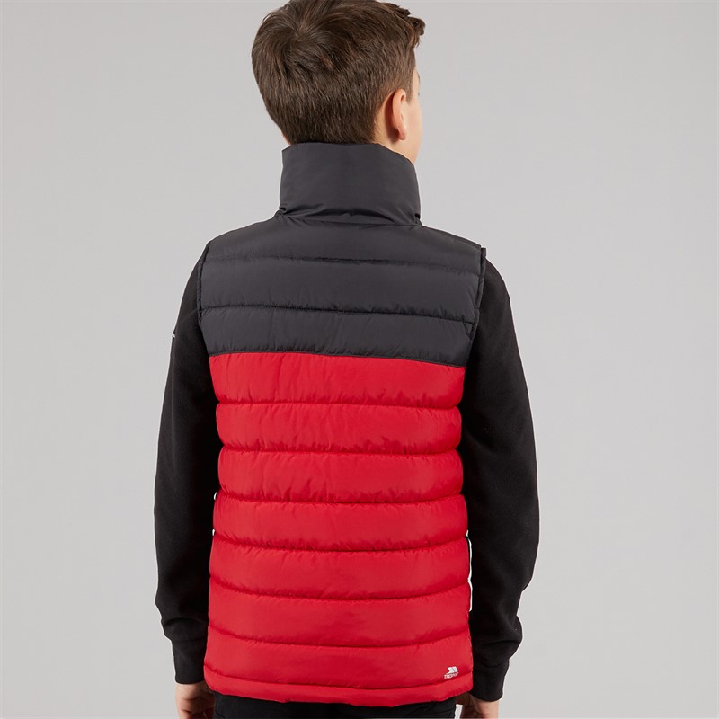 Trespass Boys Wilde Padded Gilet Red/Dark Grey