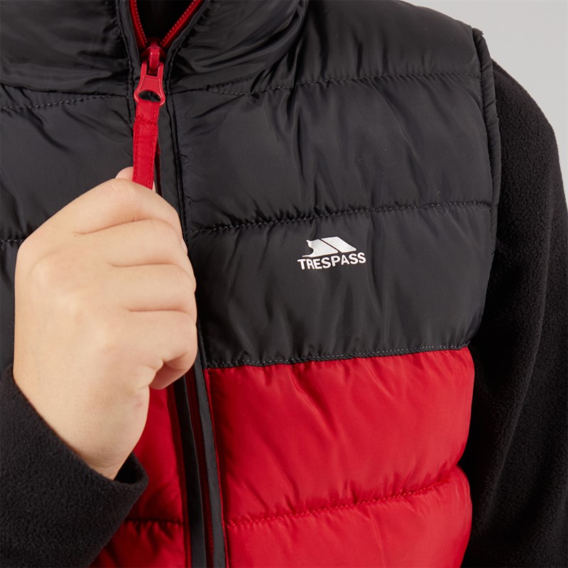 Trespass Boys Wilde Padded Gilet Red/Dark Grey