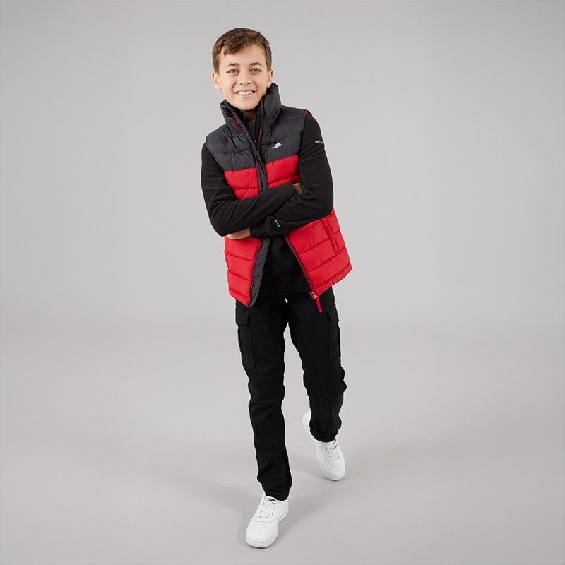 Trespass Boys Wilde Padded Gilet Red/Dark Grey