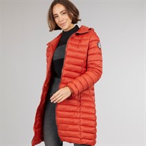 Trespass Womens Briarlea Padded Hooded Long Jacket Burnt Orange