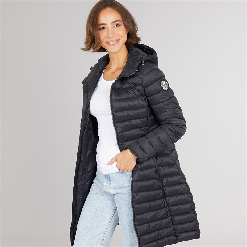 Trespass Womens Briarlea Padded Hooded Long Jacket Black - Size XL