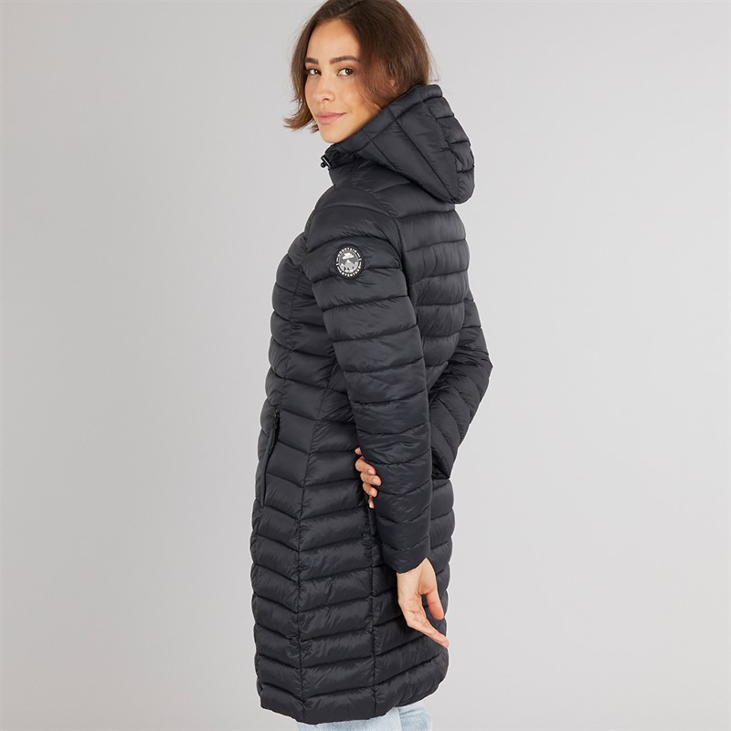 Trespass Damen Dorothea Gefütterter Kapuzen Langmantel Schwarz