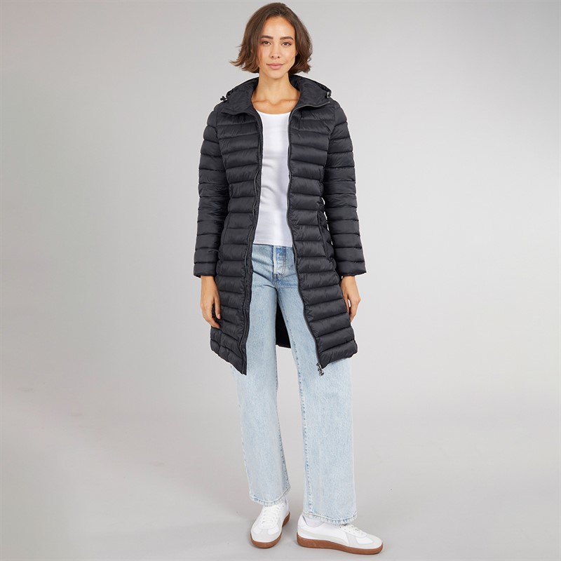 Trespass Damen Dorothea Gefütterter Kapuzen Langmantel Schwarz