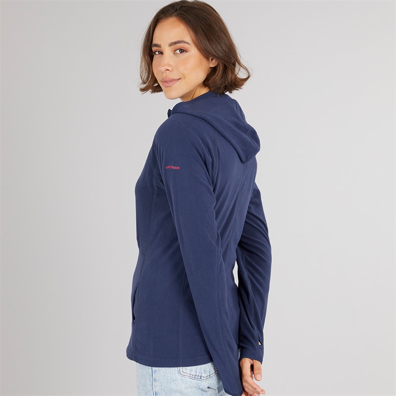 Trespass Damen Marathon Fleece Jacke mit Kapuze und durchgehendem Reissverschluss Marineblau / Pink
