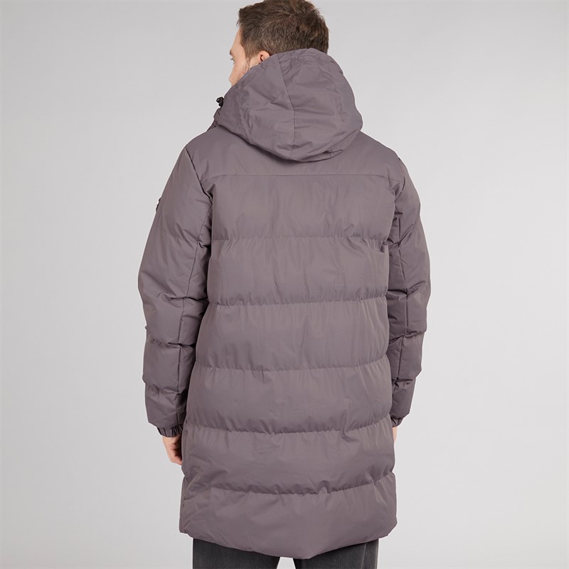 Trespass Mens Clipster Long Padded Hooded Waterproof Jacket Mid Grey