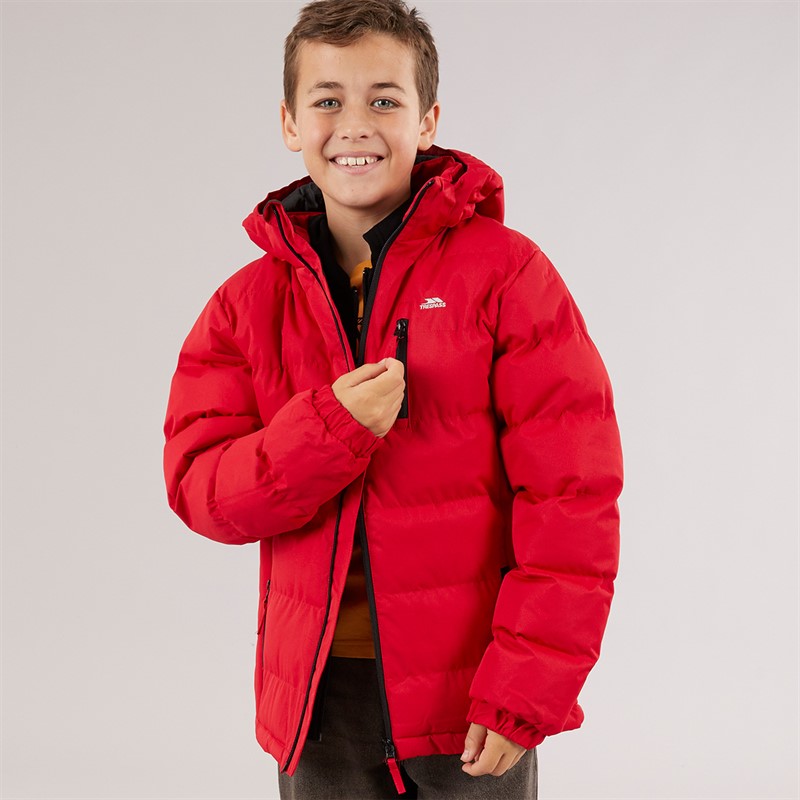 Trespass Junior Boys Figo Waterproof Padded Hooded Jacket Red