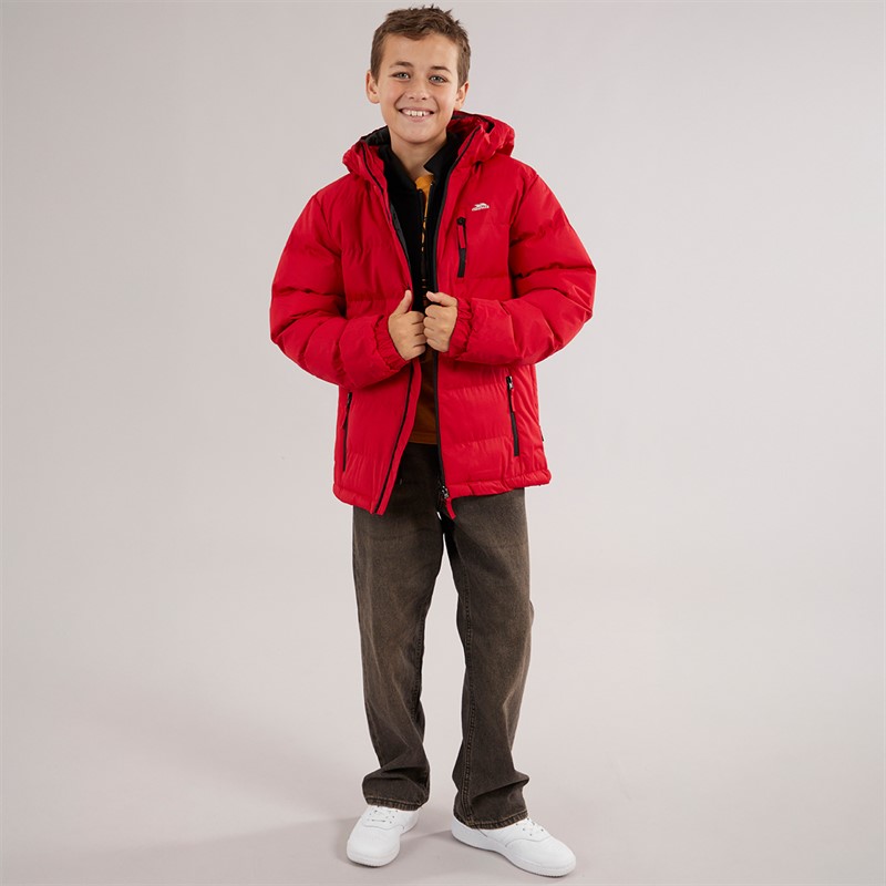Trespass Junior Boys Figo Waterproof Padded Hooded Jacket Red