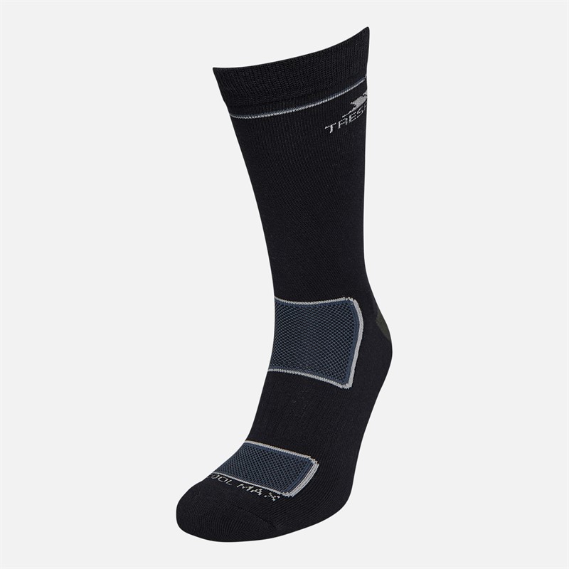 Trespass Mens Rizzle Eco Lightweight Walking Socks Black