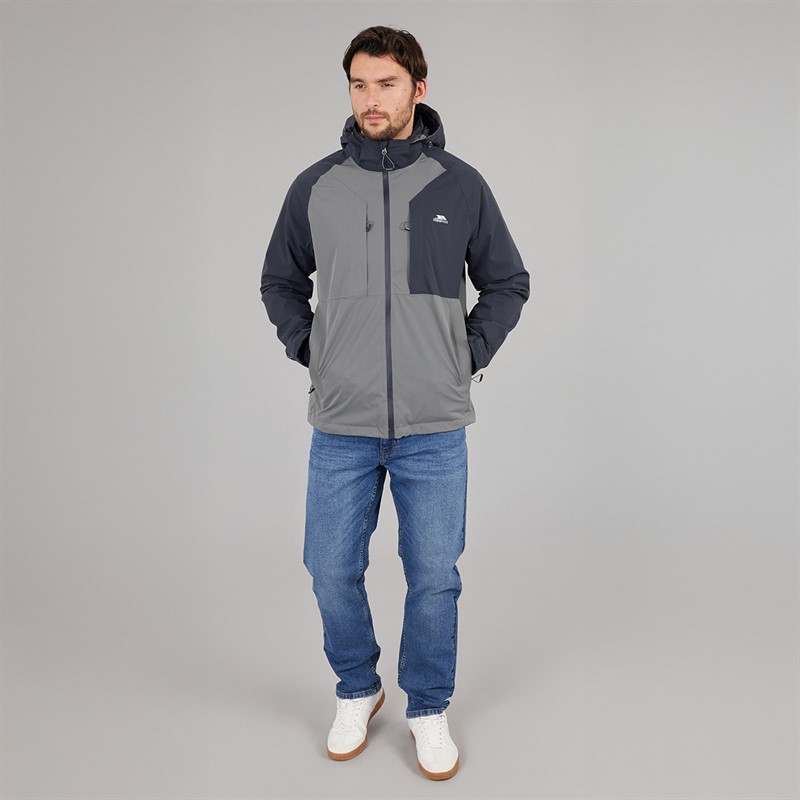 Trespass Mens Fala Waterproof Shell Jacket Storm Grey