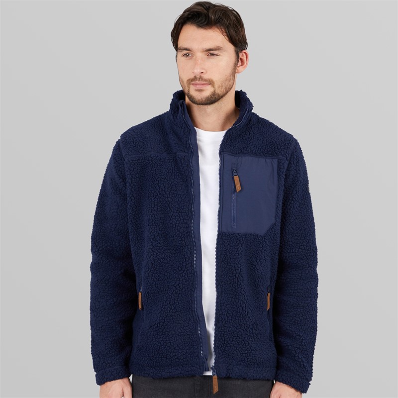 Trespass Mens Buck B Sherpa Fleece Jacket Navy