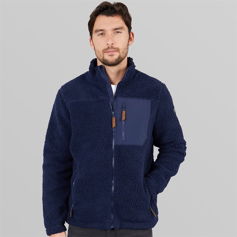 Trespass Mens Buck B Sherpa Fleece Jacket Navy