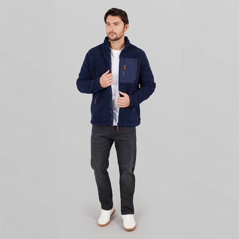 Trespass Mens Buck B Sherpa Fleece Jacket Navy