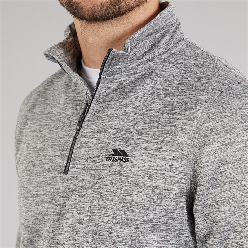 Trespass Mens Frimley Anti-Pilling 1/4 Zip Fleece Grey Marl