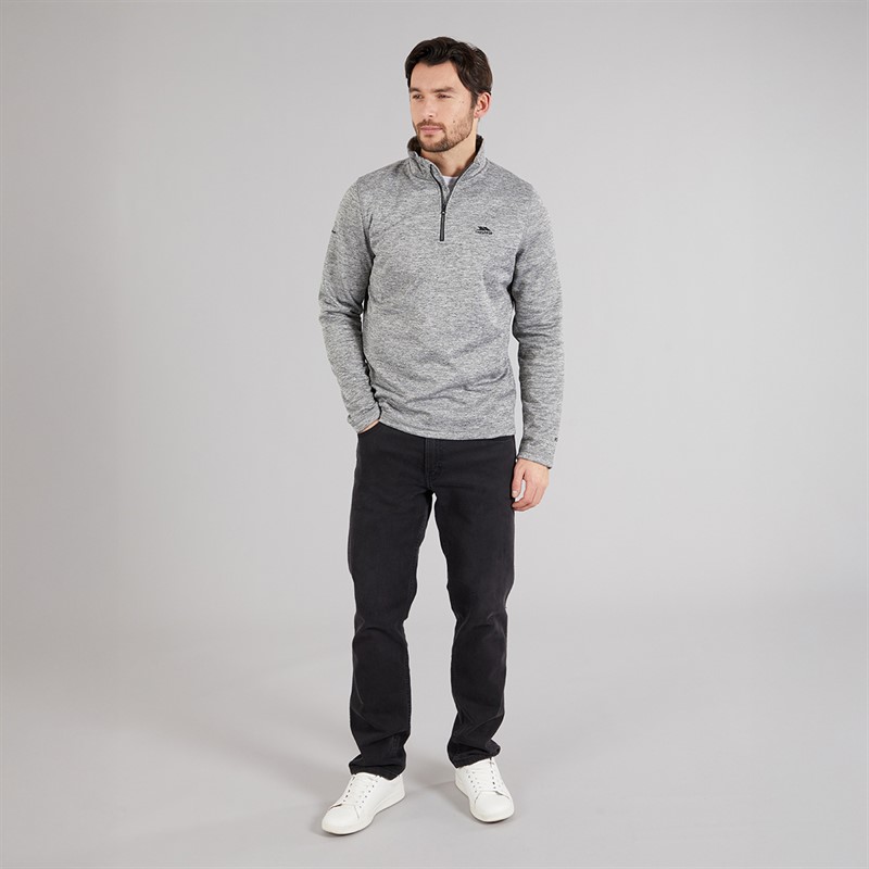 Trespass Mens Frimley Anti-Pilling 1/4 Zip Fleece Grey Marl