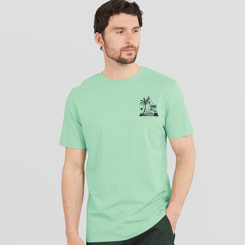 Saltrock Mens Geo Beach T-Shirt Light Green Lt Green