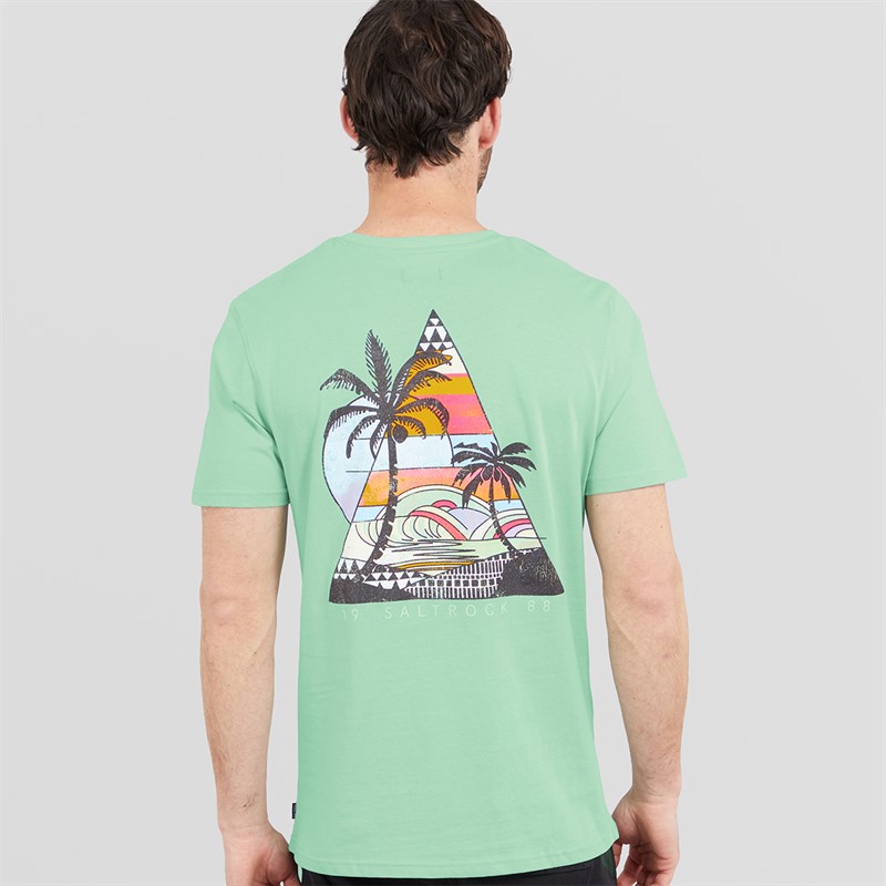 Saltrock Mens Geo Beach T-Shirt Light Green Lt Green