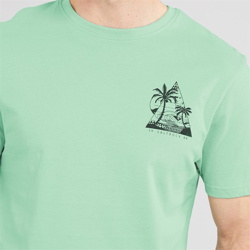 Saltrock Mens Geo Beach T-Shirt Light Green Lt Green
