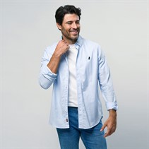 MCS Herre Greg Skjorte Light Blue Stripe