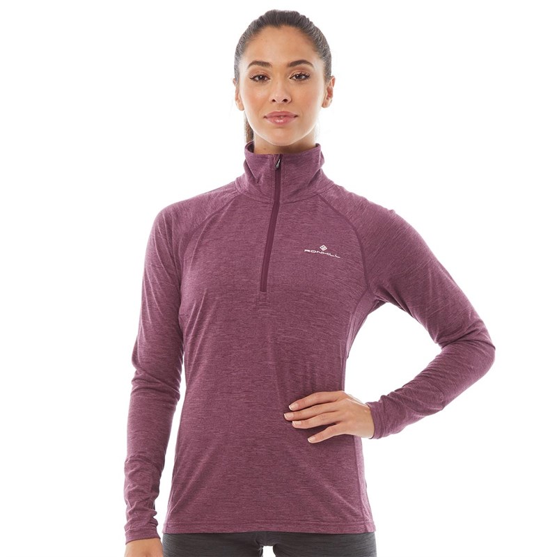 Buy Ronhill Womens Stride Thermal 1/2 Zip Running Top Aubergine/Blossom