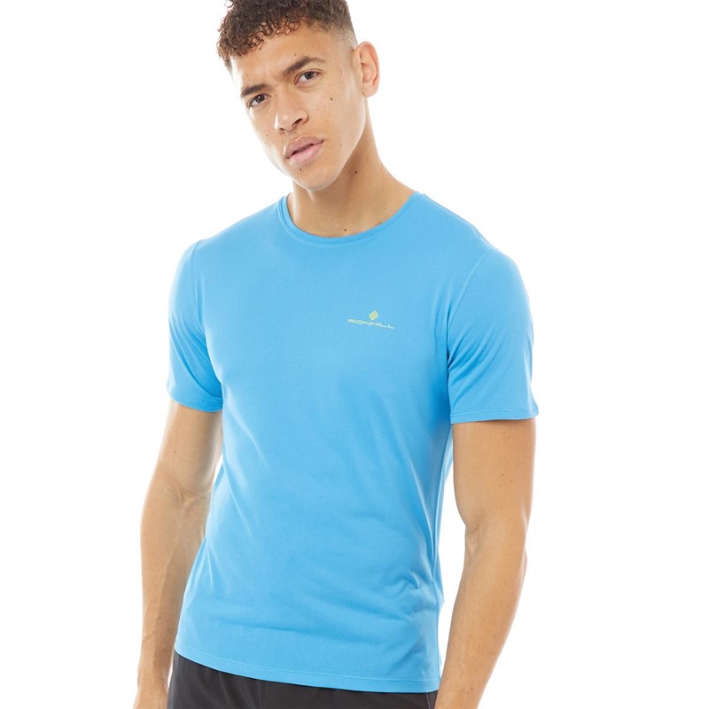 Ronhill Mens Core Running Top Cyan/Acid Lime