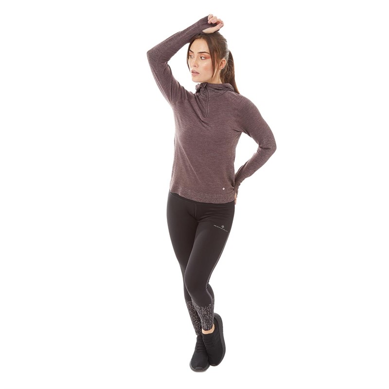 Ronhill Womens Life Seamless Running Hoodie Cocoa Marl