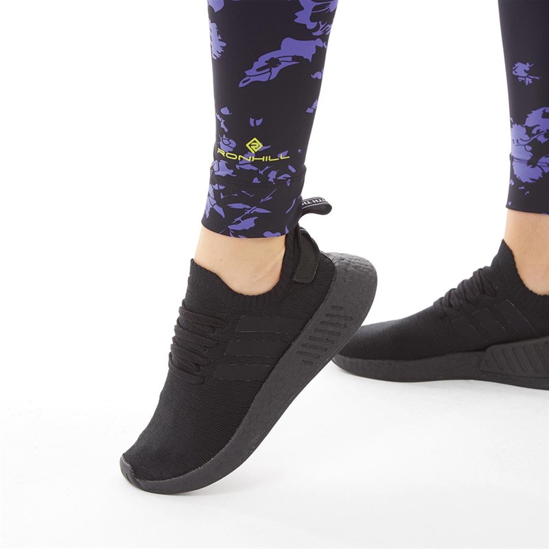 Ronhill Womens Life 7/8 Tight Leggings Black/Plum Abstract