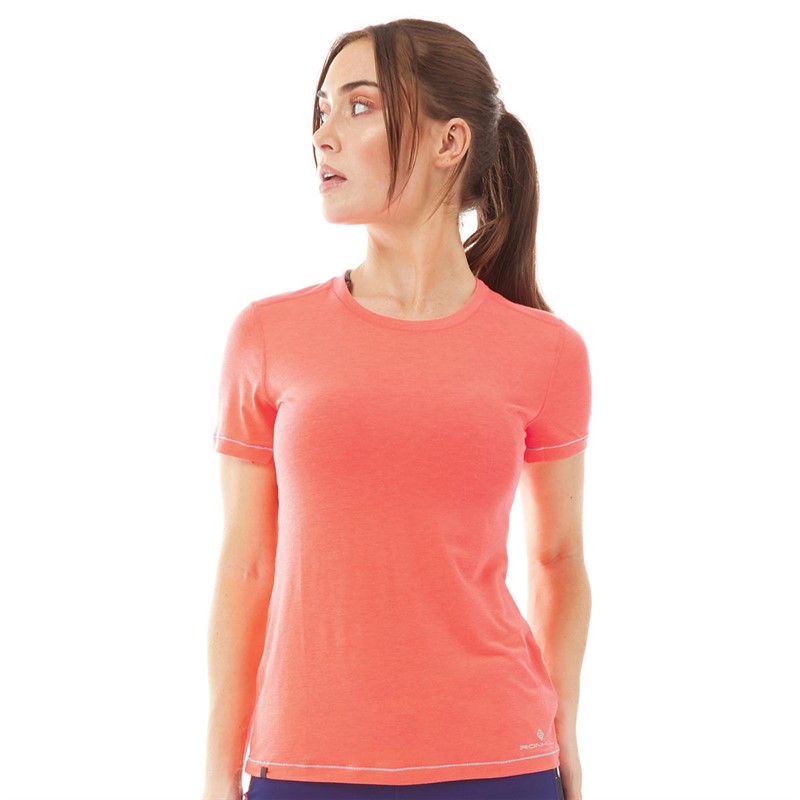 Ronhill Womens Life Tencel Running Top Hot Coral Marl