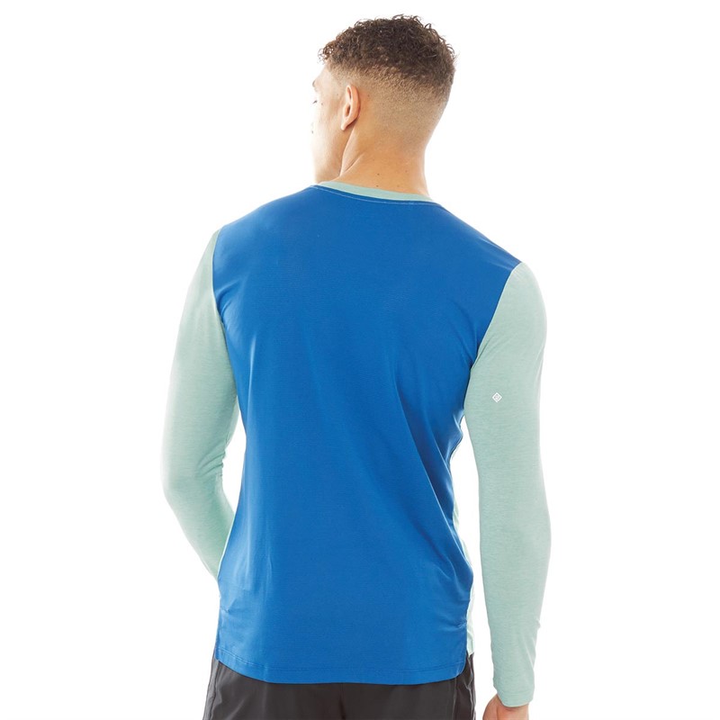 Ronhill Mens Life Long Sleeve Running Top Willow Marl/Pruss Blue