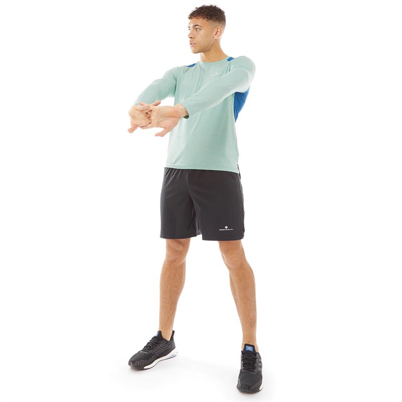 Ronhill Mens Life Long Sleeve Running Top Willow Marl/Pruss Blue