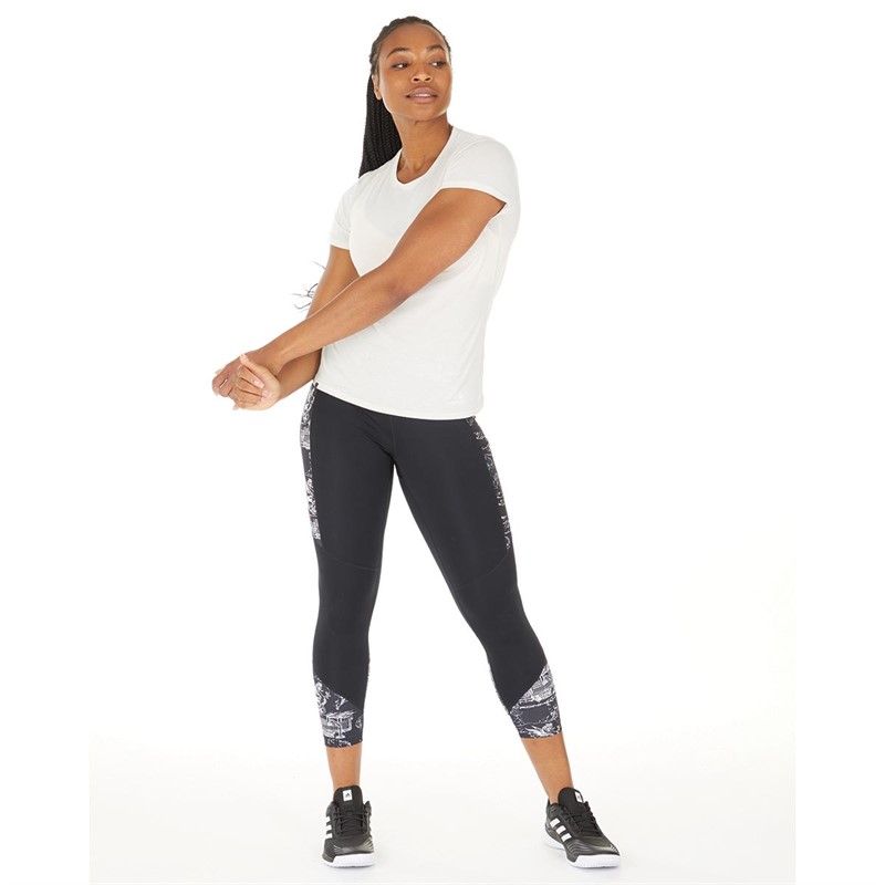 Ronhill Womens Life Satori Capri Running Leggings Black/Monochrome Baroque