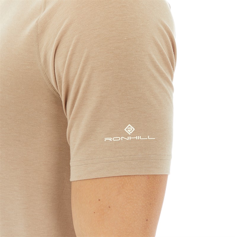 Ron Hill Mens Life Tencel Running Top Latte Marl/Vanilla