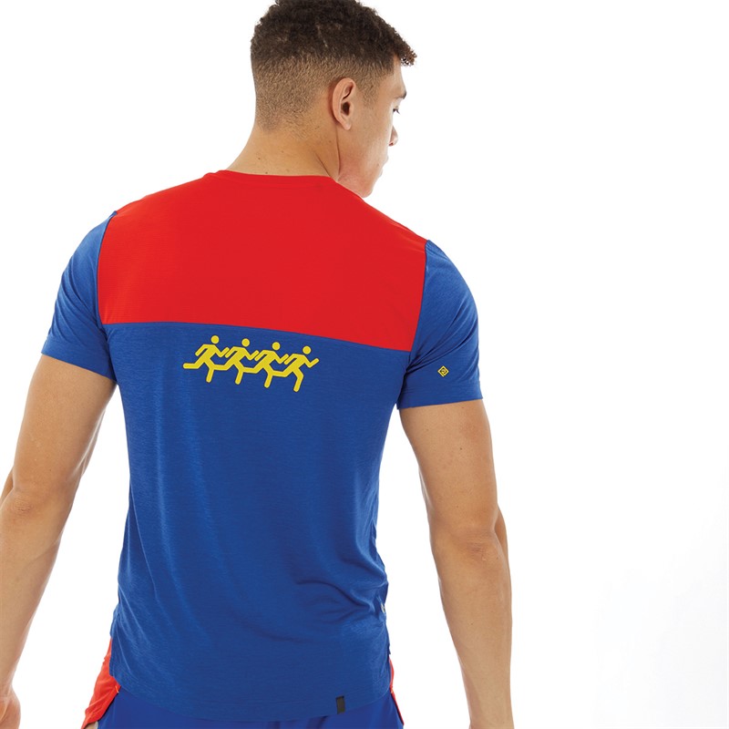 Ron Hill Mens Tech Trio Running Top Dark Cobalt Marl/Solar