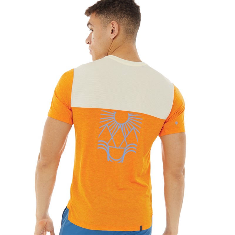 Ron Hill Mens Tech Trio Running Top Spice Marl/Lake Blue