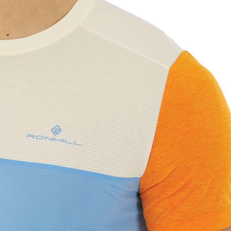 Ron Hill Mens Tech Trio Running Top Spice Marl/Lake Blue