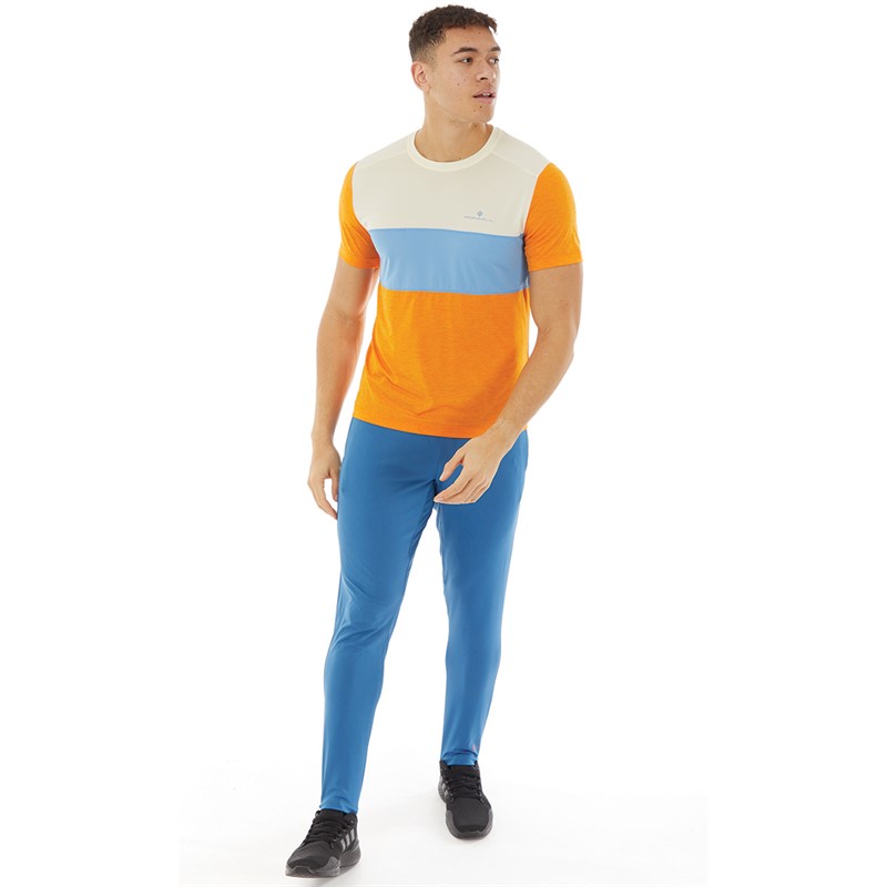 Ron Hill Mens Tech Trio Running Top Spice Marl/Lake Blue