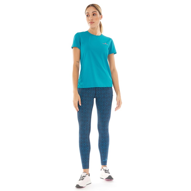 Ron Hill Womens Tech Running Top Azure/Hot Pink