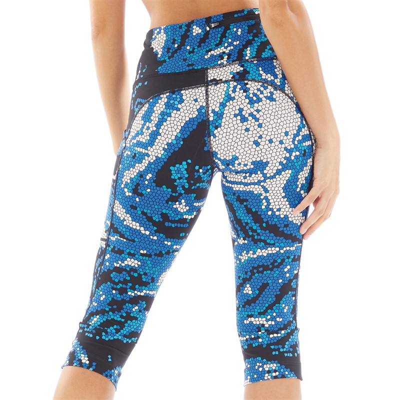 Ron Hill Womens Life Running Capri Tights Lapis Mosaic
