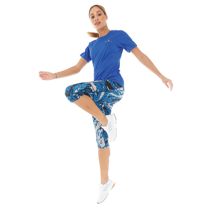 Ron Hill Womens Life Running Capri Tights Lapis Mosaic