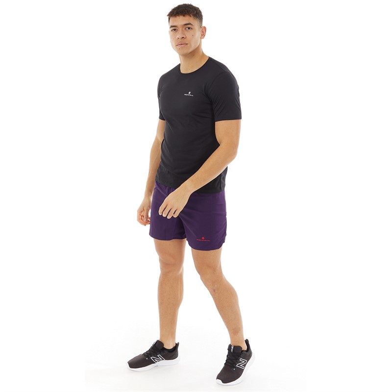 Ron Hill Mens Life 7 Twin 2-In-1 Running Shorts Nightshade/Charcoal Marl