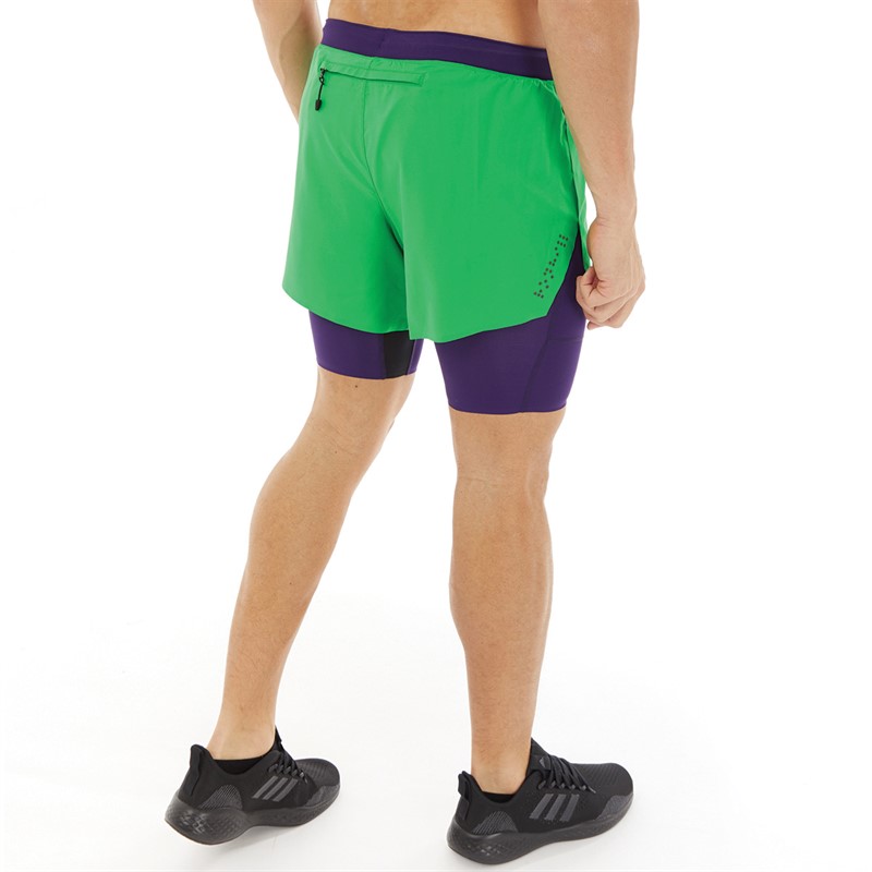 Buy Ron Hill Mens Tech Distance Twin 2-In-1 Running Shorts Bright Green ...