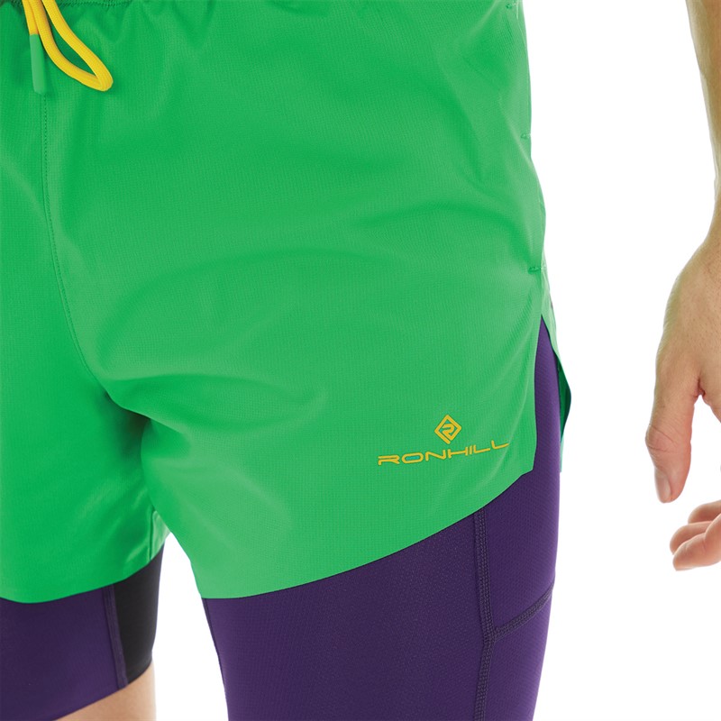 Buy Ron Hill Mens Tech Distance Twin 2 In 1 Running Shorts Bright Green Imperial