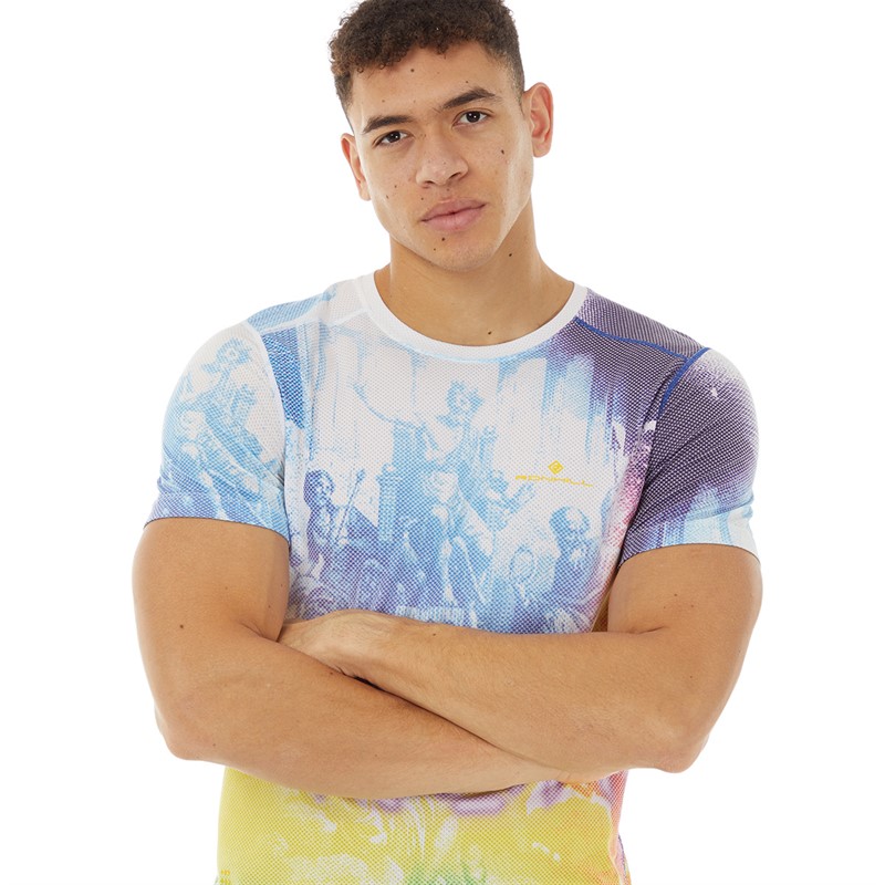 Ron Hill Mens Tech Golden Hour Running Top Imperial/Solar Olympus